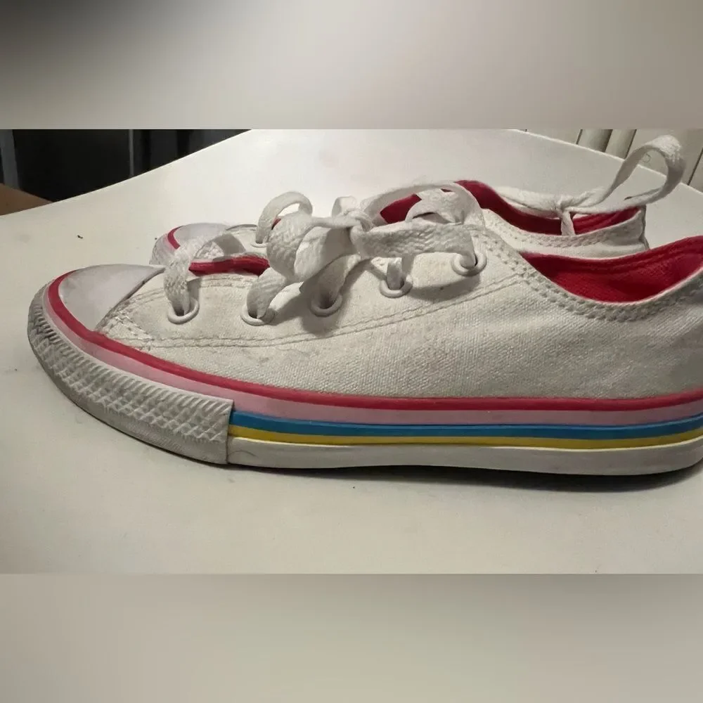Converse Junior Chuck Taylor All Star Ox White Pink Sneaker 668484F Size 1